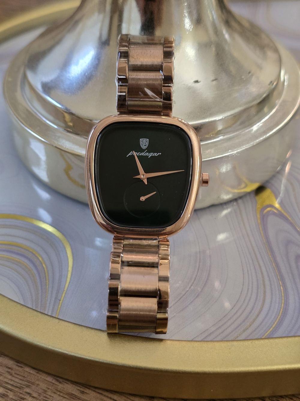 Predagar Rose Gold Bracelet Watch with Black Dial